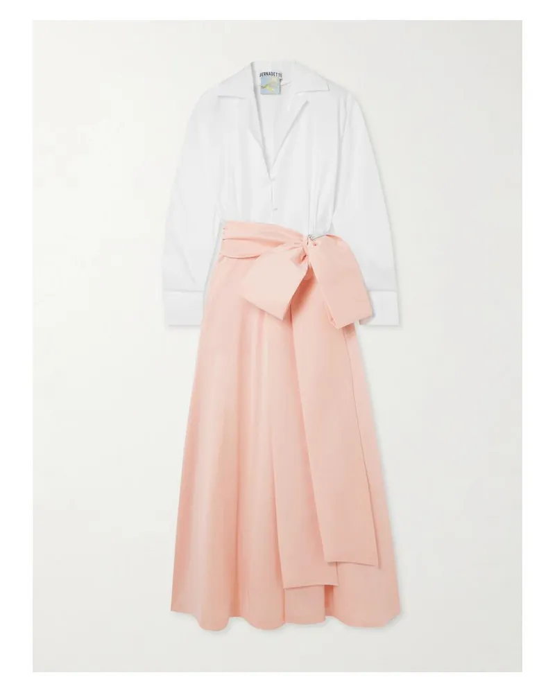 BERNADETTE Clarence Maxi-hemdblusenkleid Aus Popeline Aus Einer Biobaumwollmischung Und Taft Mit Bindegürtel - Pink Pink