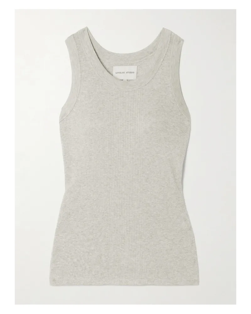 Loulou Studio Limba Geripptes Tanktop aus Mercerisiertem Baumwoll-jersey Grau