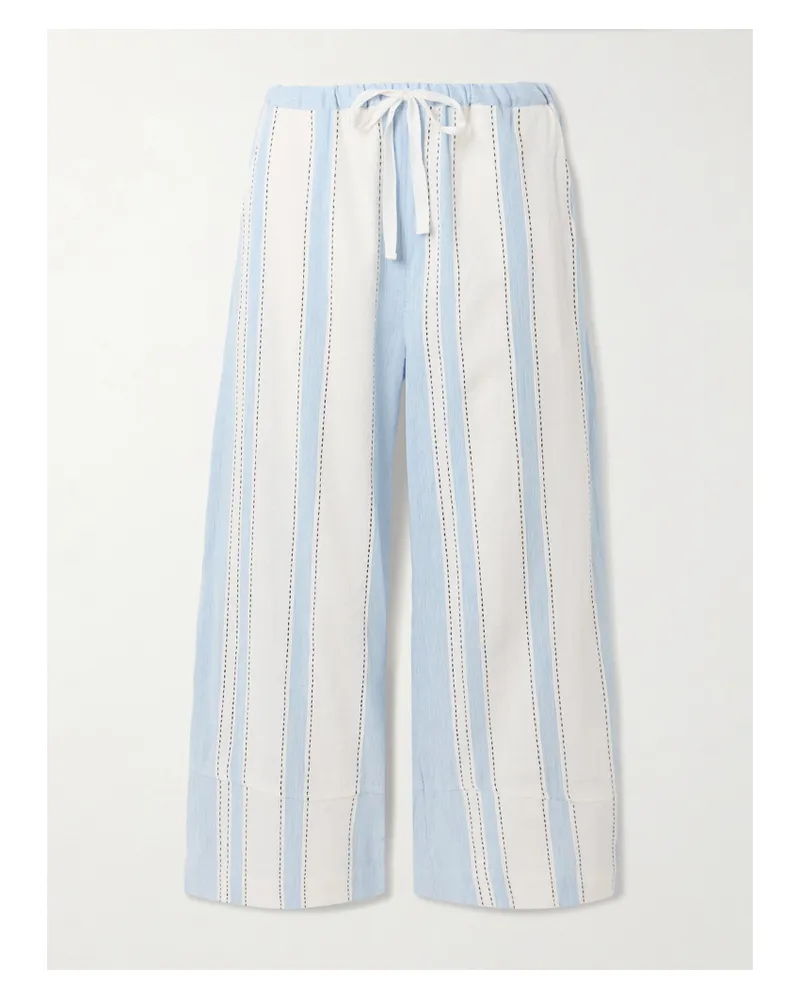 lemlem Desta Striped Cotton-blend Wide-leg Pants - Blue Blue