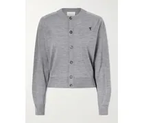 Embroidered Wool Cardigan - Gray