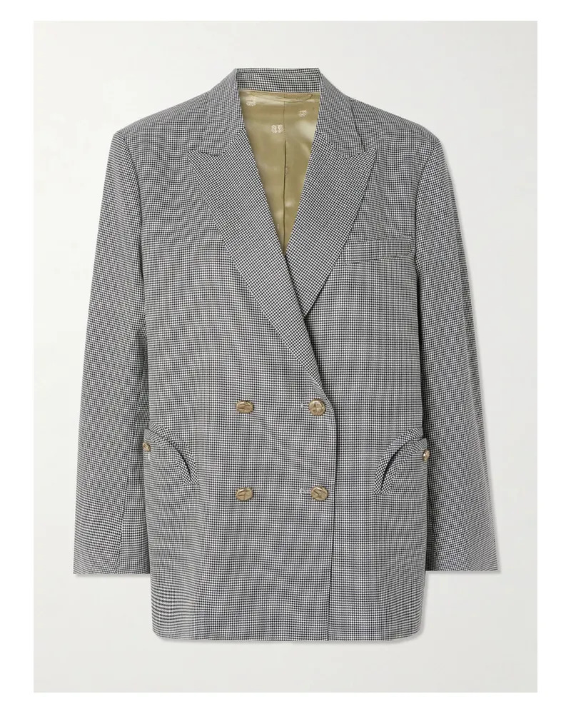 Blazé Milano Regal Nightbreak Double-breasted Houndstooth Wool Blazer - Gray Gray