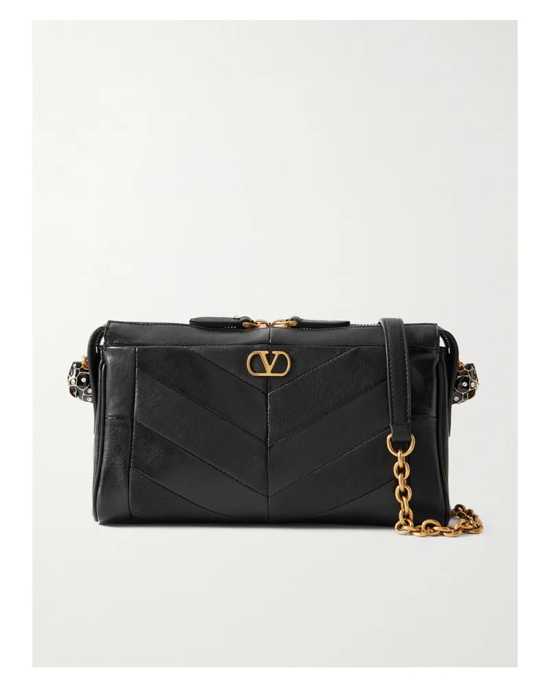 Valentino Garavani Panthea Schultertasche Aus Leder - Schwarz Schwarz