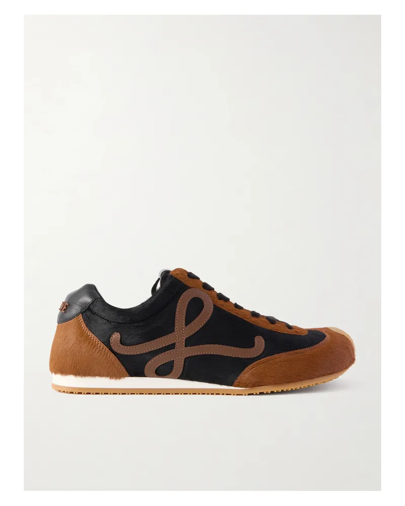 Loewe Ballet Runner 2.0 Logo-appliquéd Calf Hair And Leather Sneakers - Multi Multi