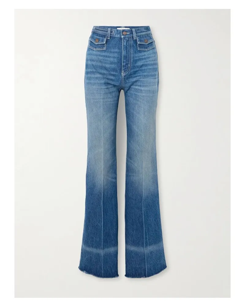Chloé Hoch Sitzende Schlagjeans Mit Fransen - Blau Blau
