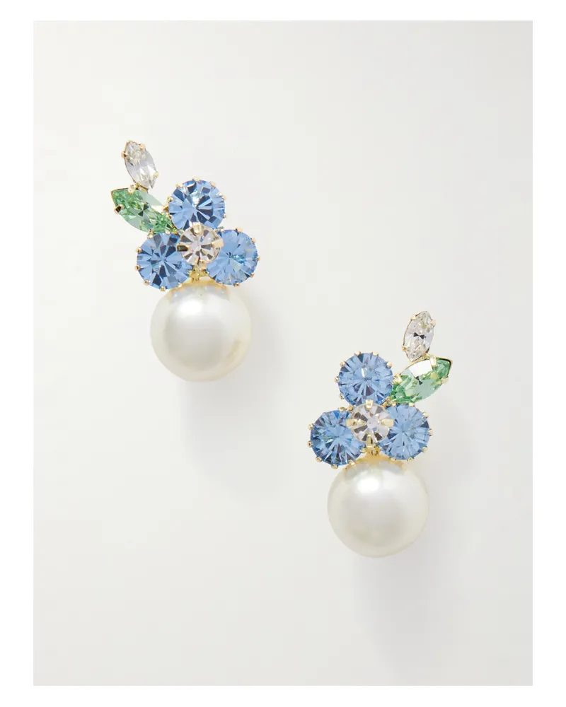 Jennifer Behr Vivi Gold-plated Faux Pearl And Crystal Earrings - Blue Blue