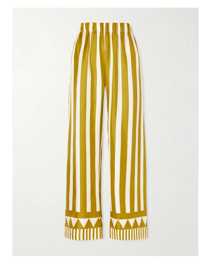 Eres Pacha Striped Silk-twill Straight-leg Pants - Yellow Yellow
