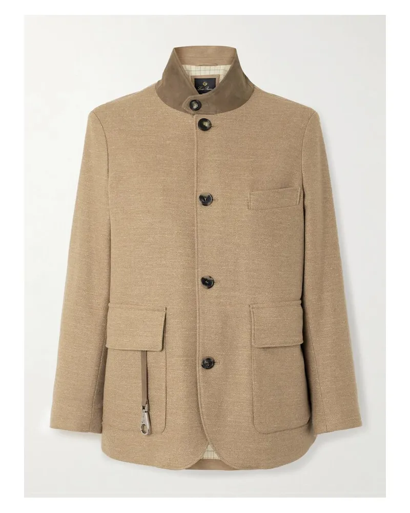 Loro Piana Roadster Jacke Aus Baumwoll-twill Mit Velourslederbesätzen - Neutral Neutral