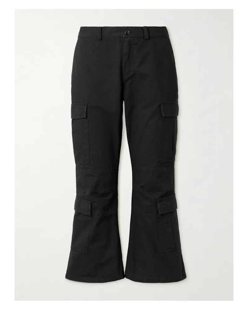 Balenciaga Cropped Paneled Cotton-ripstop Flared Cargo Pants - Black Black