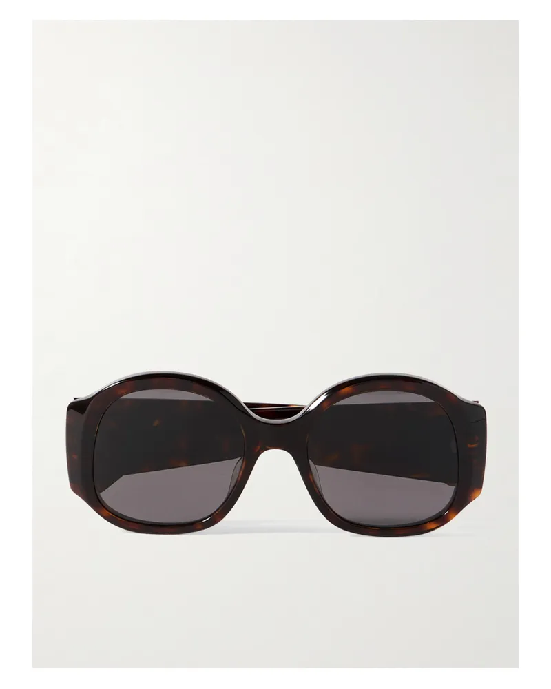 Celine Maxi Triomphe Round-frame Tortoiseshell Acetate Sunglasses Tortoiseshell