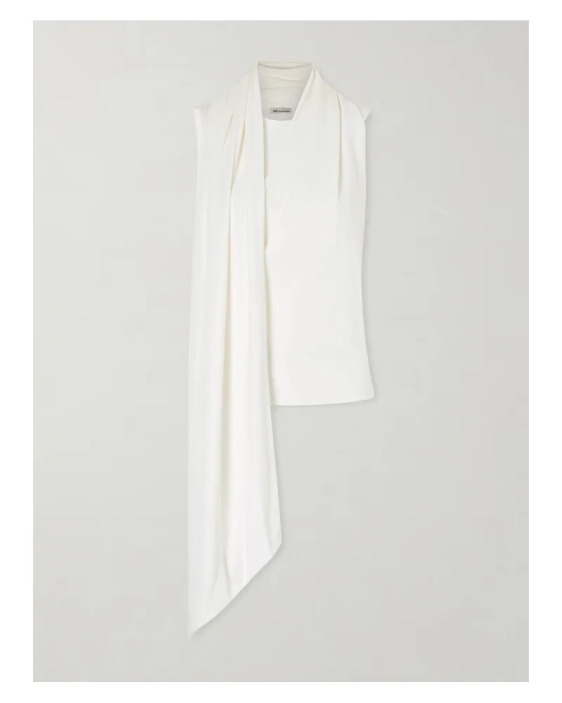 AMI Paris Scarf-detailed Jersey Top - Cream Cream