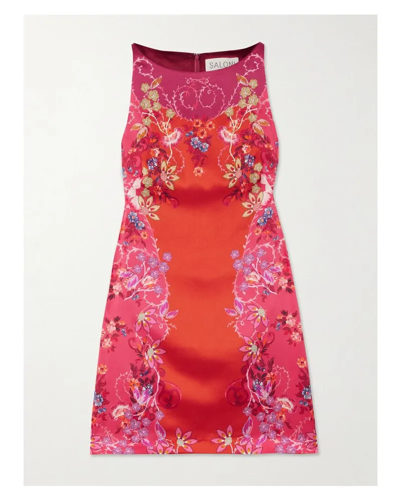 Saloni Alba-b Minikleid Aus Bedrucktem Satin Aus Einer Seidenmischung - Pink Pink
