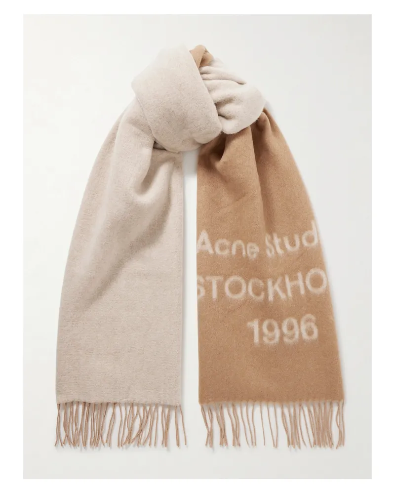 Acne Studios Schal Aus Woll-jacquard Mit Fransen - Braun Braun