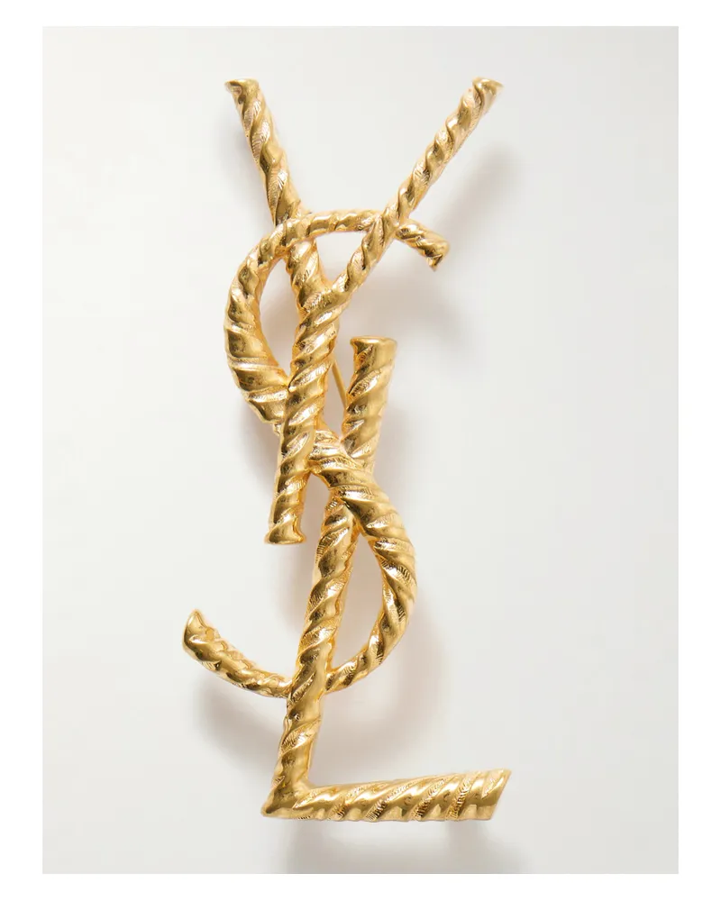 Saint Laurent Goldfarbene Brosche Gold