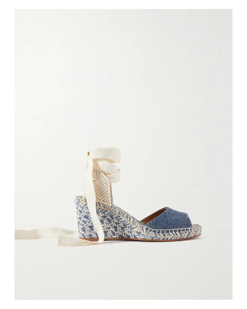Chloé Net Sustain Piia Espadrille-wedges Aus Denim Und Canvas - Blau Blau