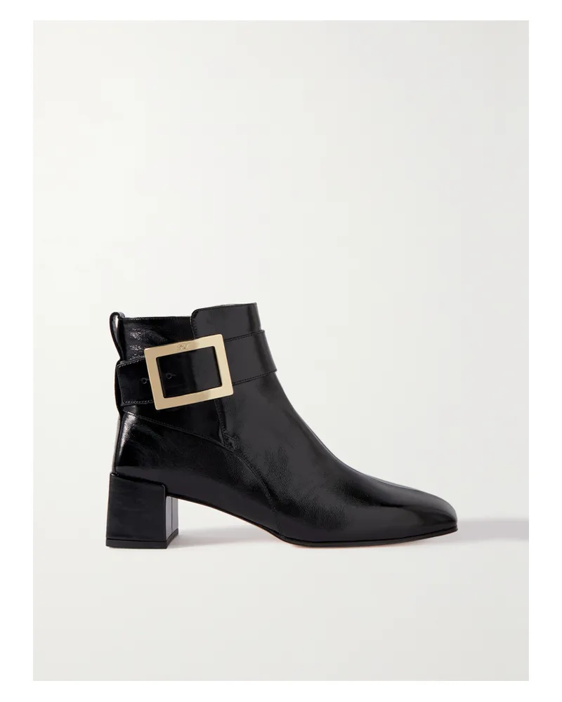 Roger Vivier City Ankle Boots Aus Glänzendem Leder Mit Schnalle - Schwarz Schwarz