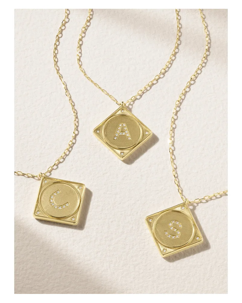 Lauren Rubinski Letter Kette aus 14 Karat mit Diamanten Gold