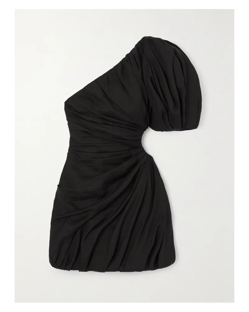 Chloé Asymmetrisches Minikleid Aus Geraffter Ramie Mit Cut-out - Schwarz Schwarz