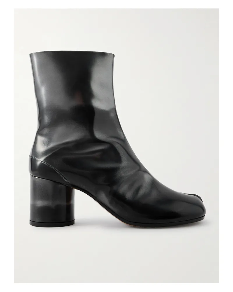 Maison Margiela Tabi Stiefel Mit Geteilter Kappe Aus Metallic-leder - Schwarz Schwarz