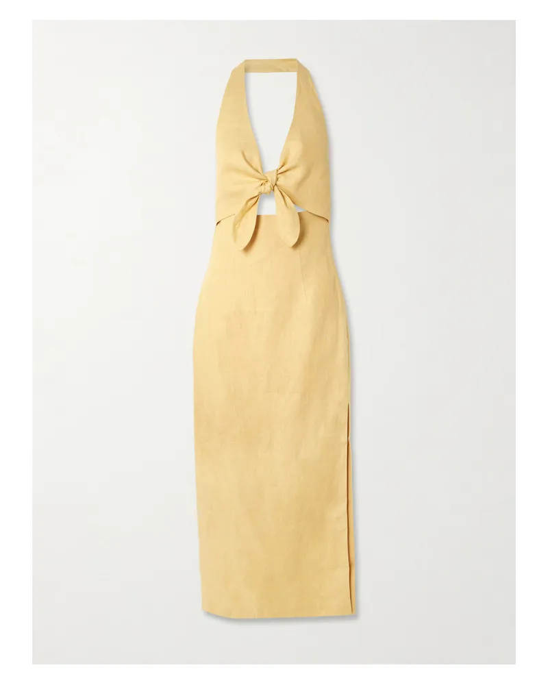 SIR Carlotta Neckholder-midikleid Aus Leinen Zum Binden - Gelb Gelb
