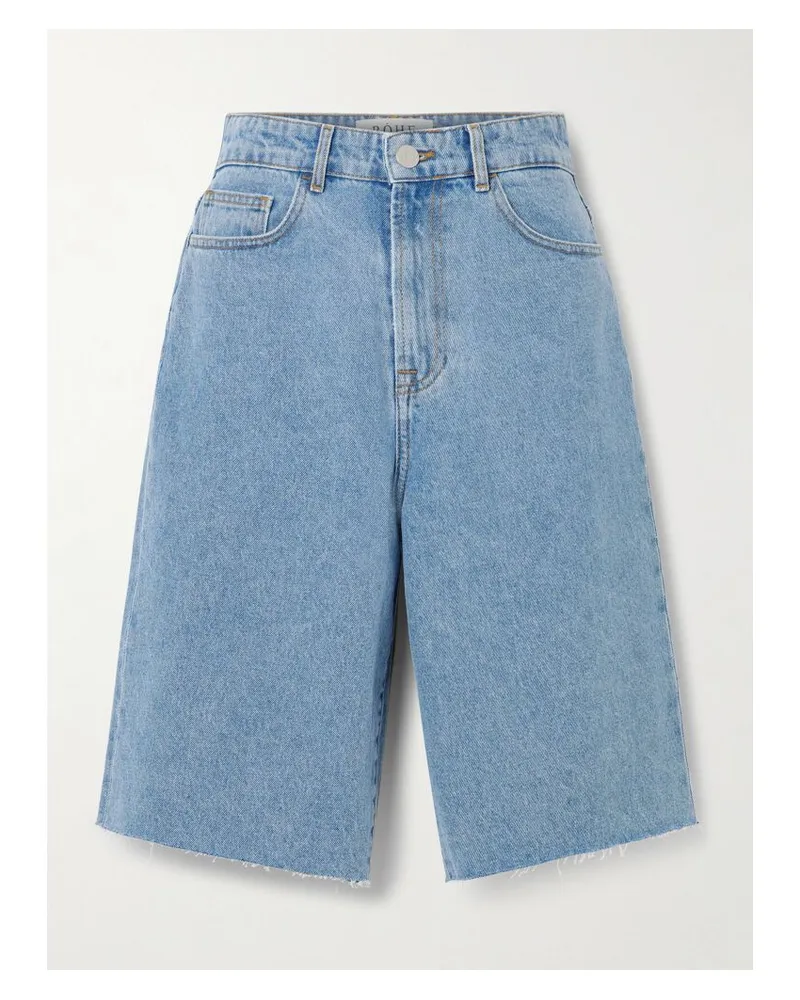Róhe Jeansshorts Mit Fransen - Blau Blau