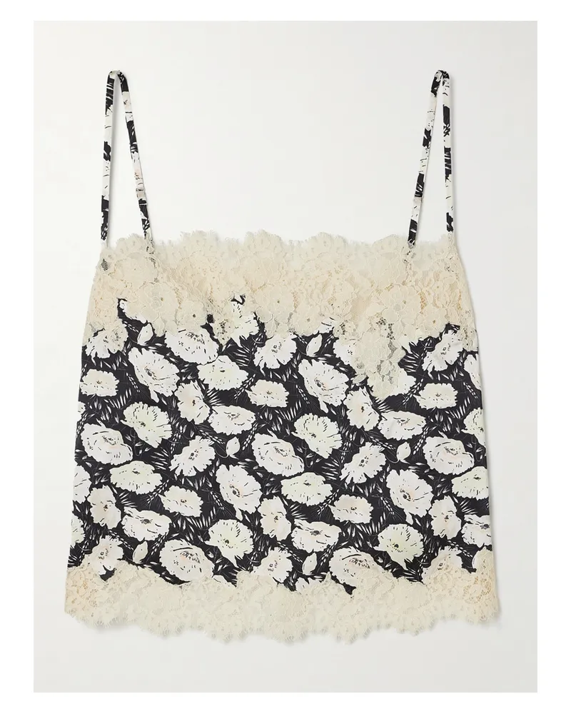 DÔEN Loure Top Aus Seidensatin Mit Blumenprint Und Spitzenbesätzen - Mehrfarbig Mehrfarbig