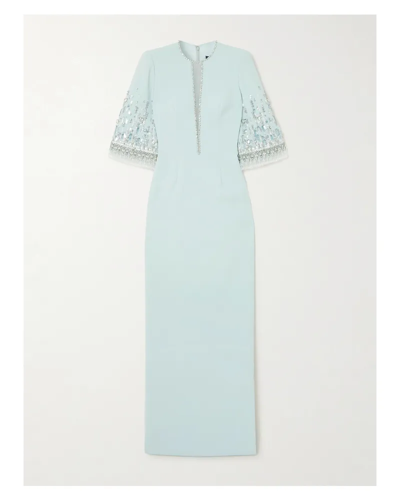 Jenny Packham Kalani Robe Aus Cady Mit Tüllbesätzen Und Verzierungen - Blau Blau