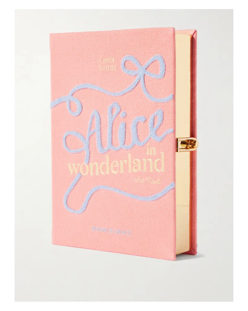 Olympia Le-Tan Bond & Grace Alice In Wonderland Embroidered Appliquéd Canvas Clutch - Orange Orange