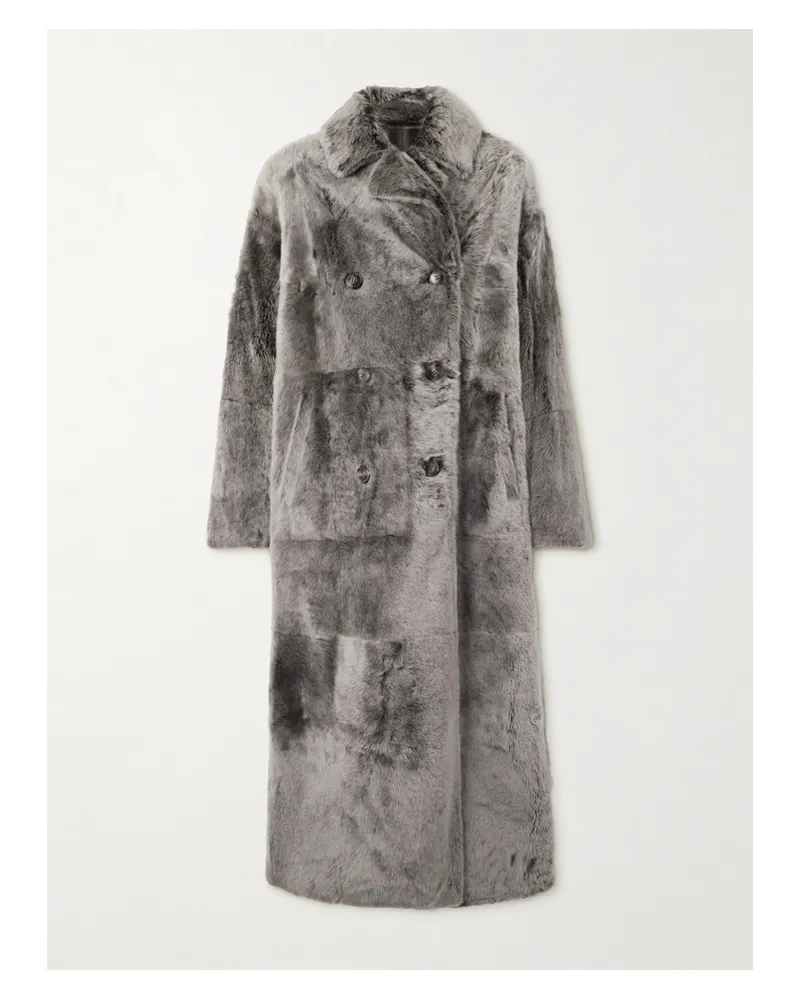 Yves Salomon Doppelreihiger Mantel Aus Shearling - Grün Grün