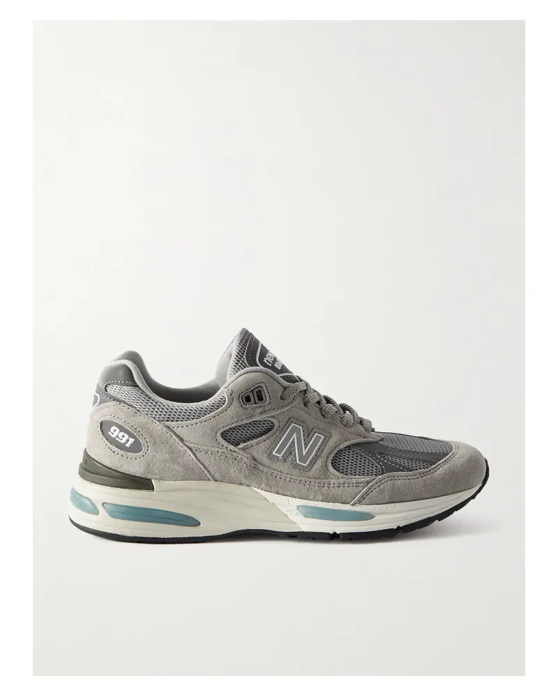 New Balance 991v2 Sneakers Aus Mesh, Kunstleder Und Veloursleder - Silber Silber
