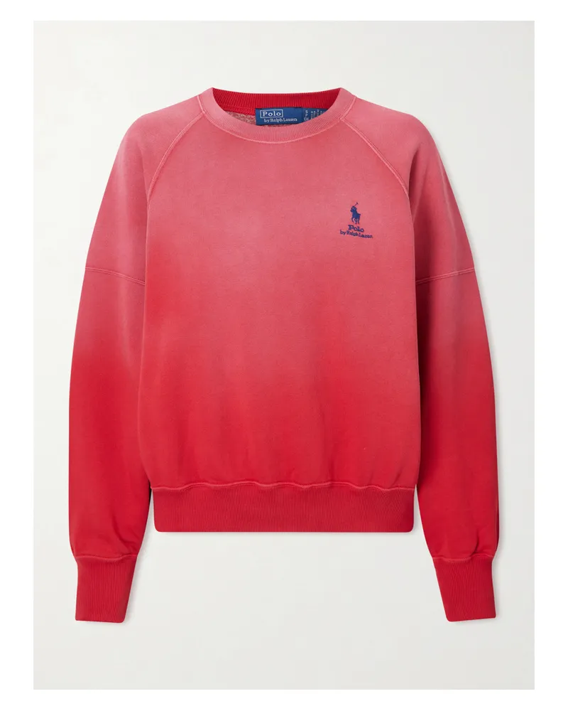 Ralph Lauren Embroidered Cotton-blend Jersey Sweatshirt Red