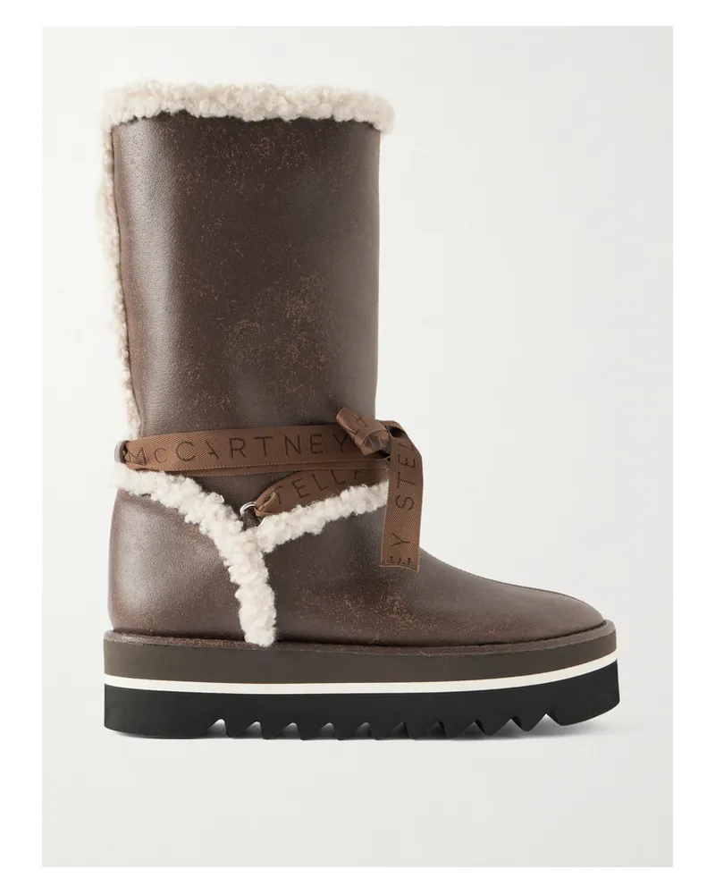 Stella McCartney Sneak-elyse Stiefel Aus Synthetischem Material Mit Fleece-besätzen - Braun Braun