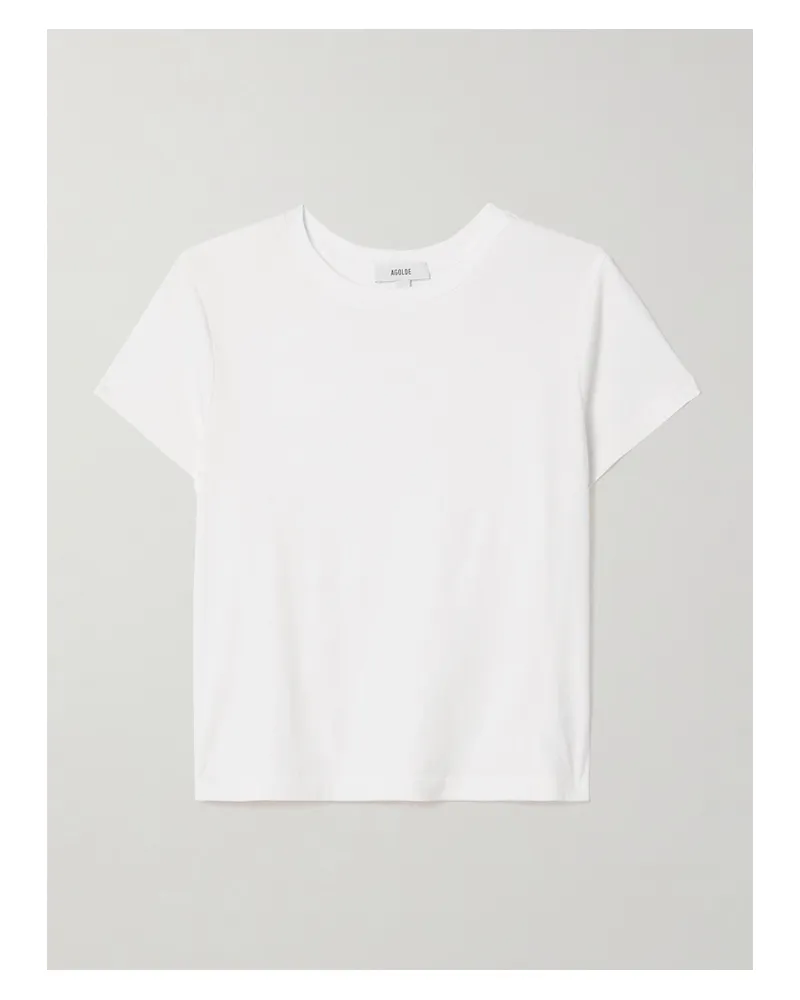AGOLDE Adine Cropped Organic Cotton-jersey T-shirt - Neutrals Neutrals