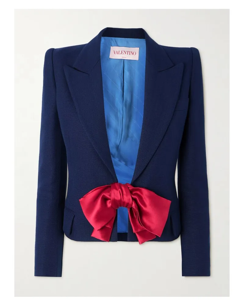 Valentino Garavani Verkürzter Blazer Aus Webstoff Mit Satinbesatz - Blau Blau