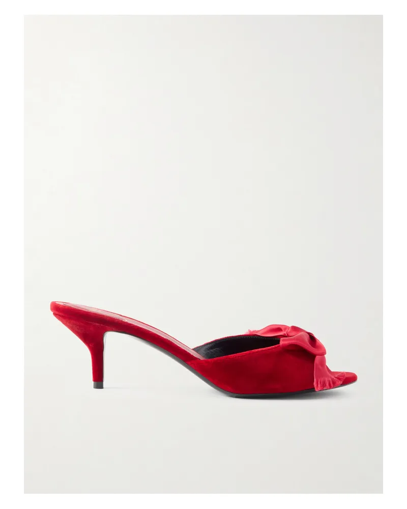 Valentino Garavani Marie A 55 Bow-detailed Satin-trimmed Velvet Mules - Red Red