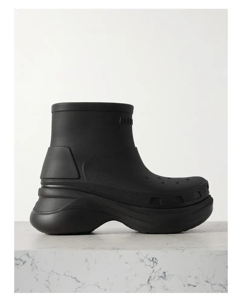 Balenciaga Crocs Eva Rubber Platform Ankle Boots - Black Black