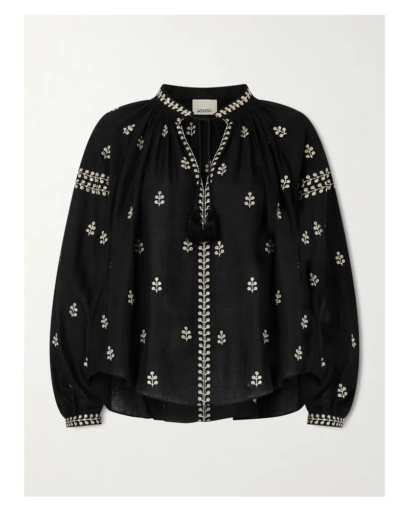 Isabel Marant Embroidered Silk Blouse - Black Black