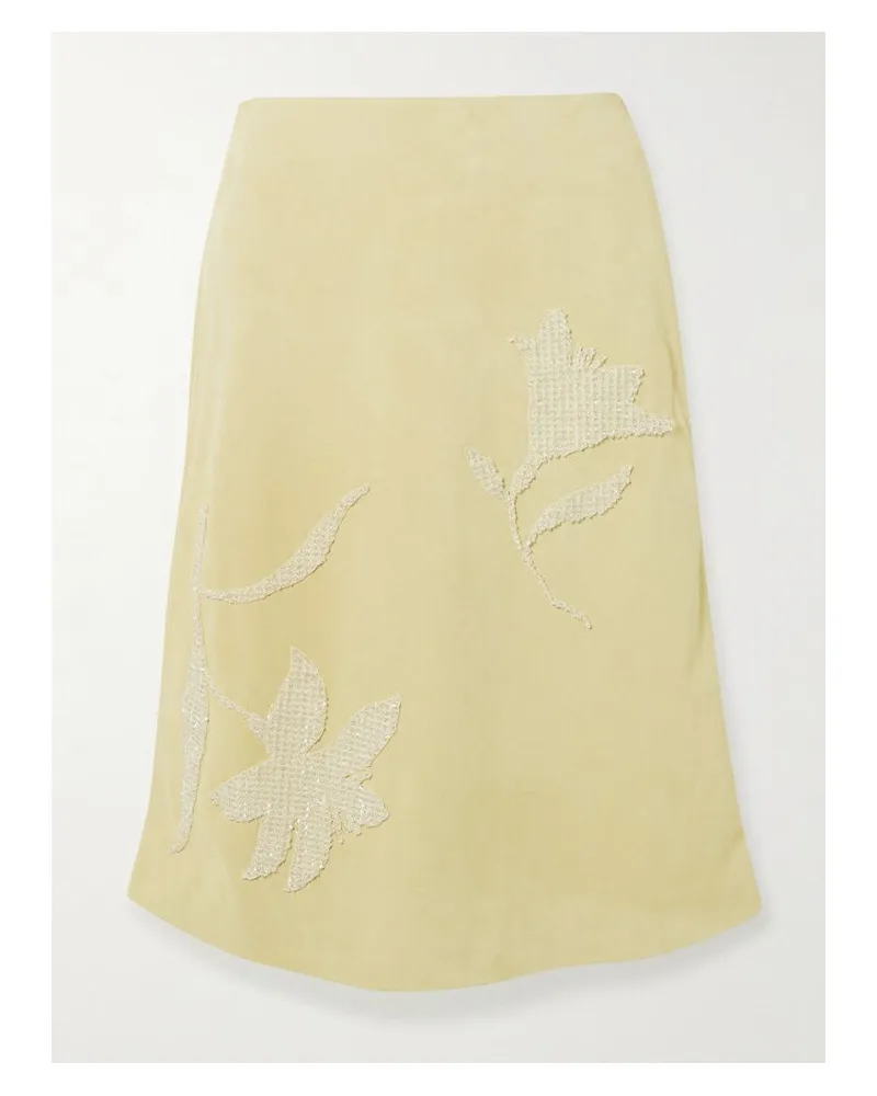 16ARLINGTON Dafne Midirock Aus Veloursleder Mit Verzierungen - Gelb Gelb