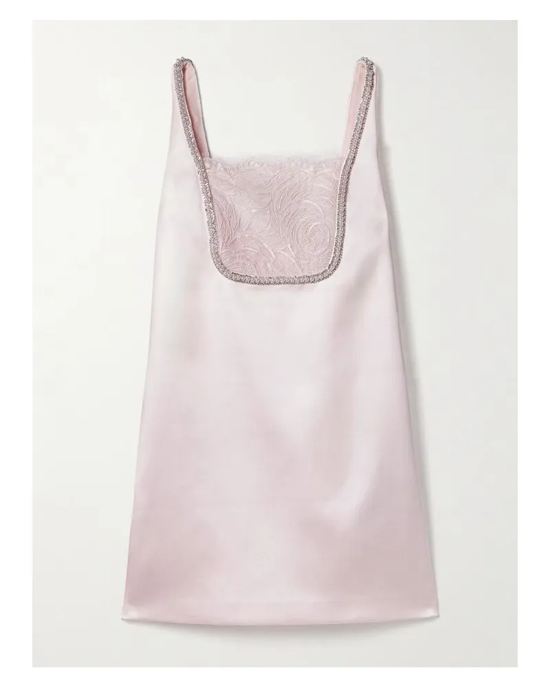 Self-Portrait Minikleid Aus Duchesse-satin Mit Spitzeneinsatz Und Verzierungen - Pink Pink