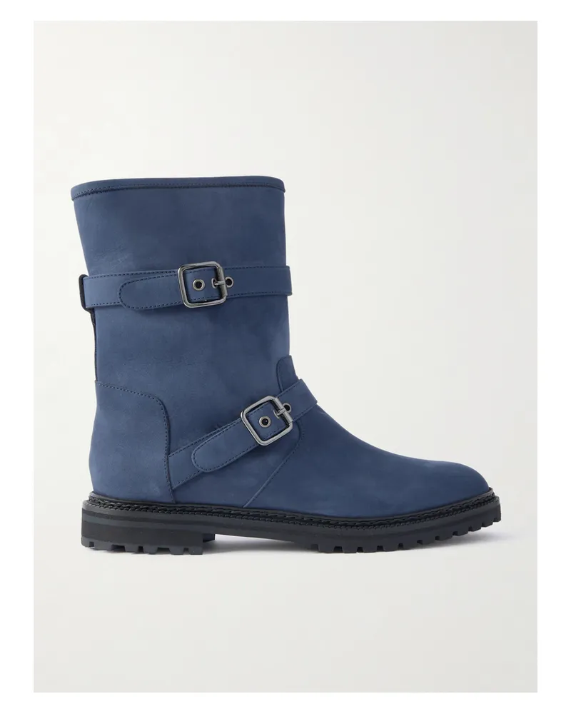 Manolo Blahnik Sulaltrosa 30 Ankle Boots Aus Nubukleder Mit Schnallen - Blau Blau