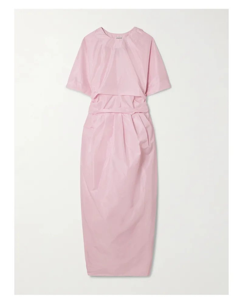 STAUD Michelina Midikleid Aus Taft Zum Binden - Pink Pink