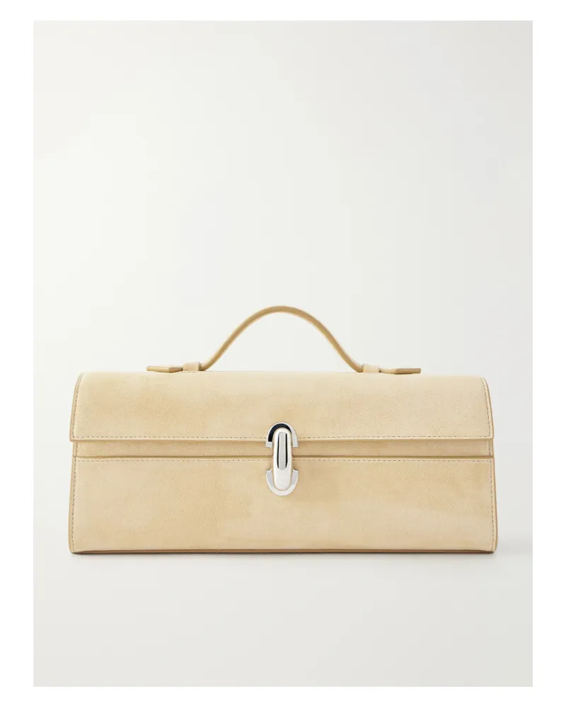 SAVETTE Slim Symmetry Suede Tote - Neutrals Neutrals