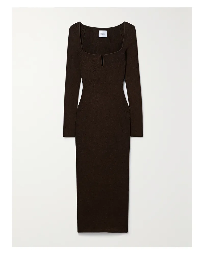 GALVAN Freya Midikleid Aus Rippstrick - Braun Braun