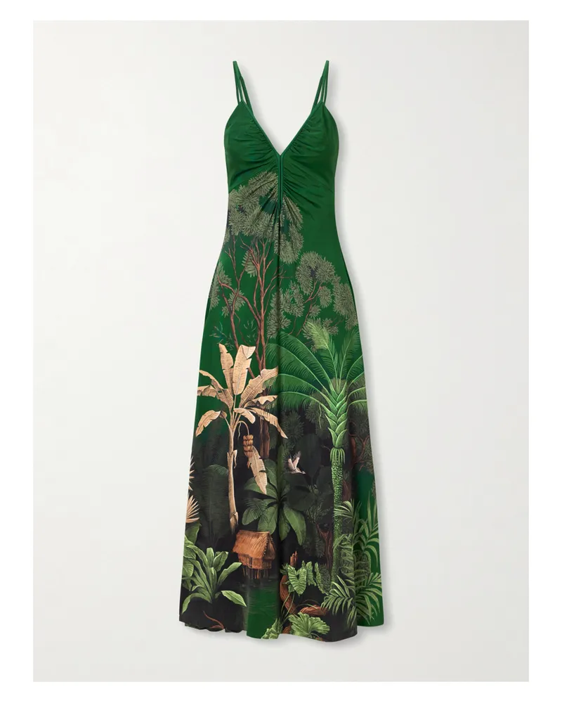 Johanna Ortiz Nuestra Tierra Printed Jersey Midi Dress - Green Green