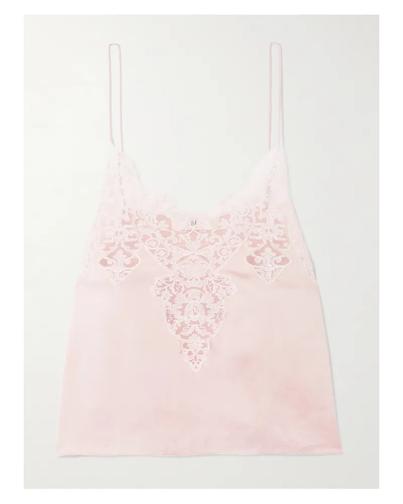Chloé Top Aus Seidensatin Mit Spitzenbesätzen Aus Einer Baumwollmischung - Pink Pink