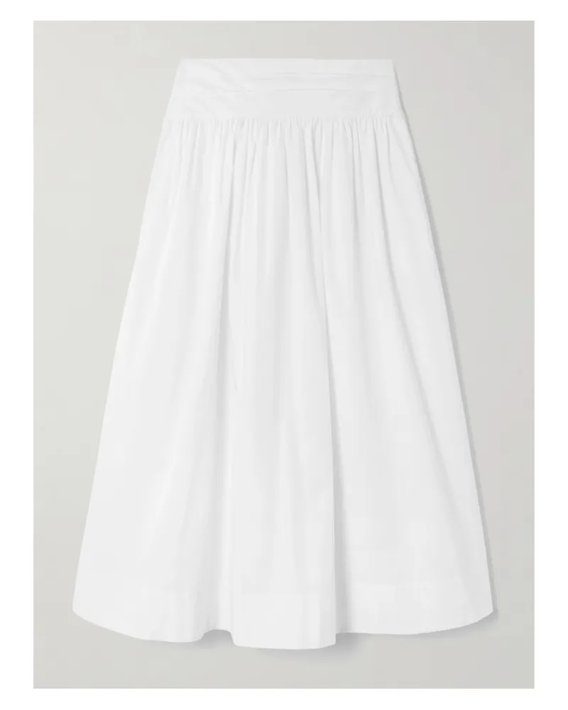 Posse Rue Pleated Cotton-poplin Midi Skirt - White White