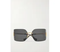 Rahmenlose Sonnenbrille Und Goldfarbenen Details - Schwarz