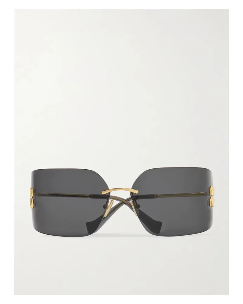 Miu Miu Rahmenlose Sonnenbrille Und Goldfarbenen Details - Schwarz Schwarz