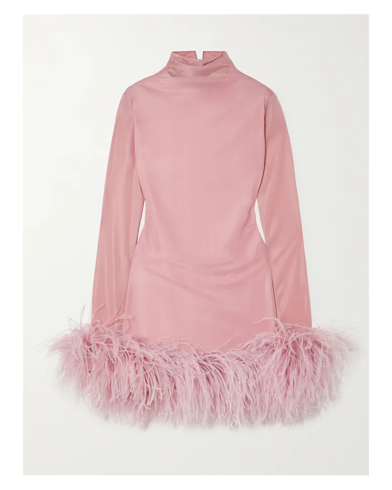 16ARLINGTON Luna Minikleid Aus Stretch-jersey Mit Federn Und Stehkragen - Pink Pink