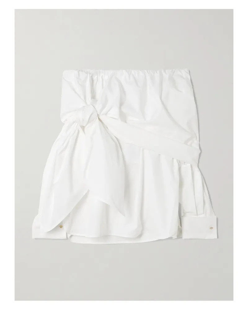 Max Mara Off-the-shoulder Tie-detailed Gathered Cotton-poplin Blouse - White White