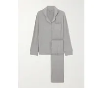 Soft Lounge Sleep Set – Heather Grey – Pyjama Aus Geripptem Stretch-modal-jersey - Grau